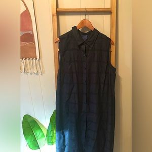 Venezia black linen maxi dress plus size 18/20 collar and button up